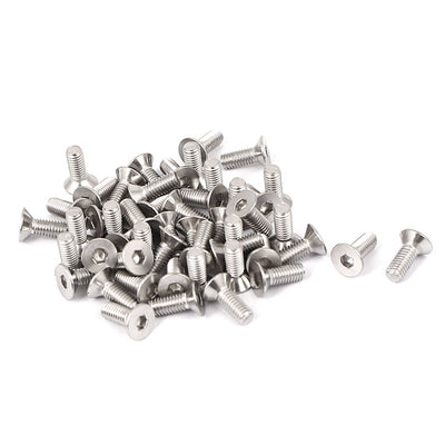 uxcell Uxcell M3x8mm Stainless Steel Hex Socket Flat Head Countersunk Bolts Screw 50pcs