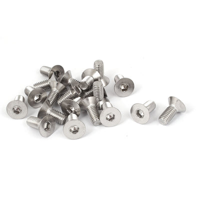 uxcell Uxcell M6x14mm Stainless Steel Hex Socket Flat Head Countersunk Bolts Screw 20pcs