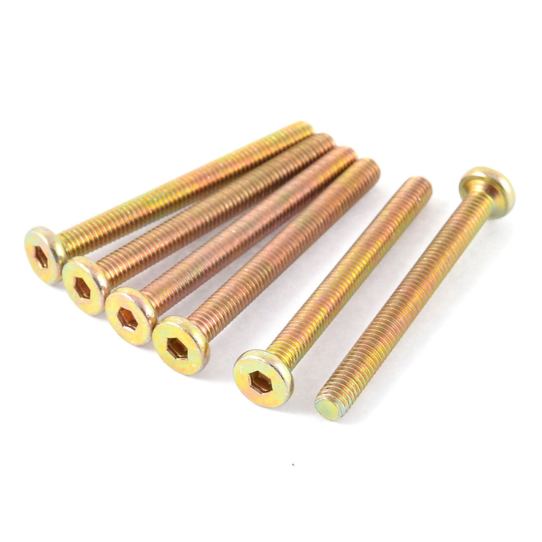 uxcell Uxcell M6 x 60mm Male Thread Hex Socket Head Cap Screw Bolt Bronze Tone 6 Pcs