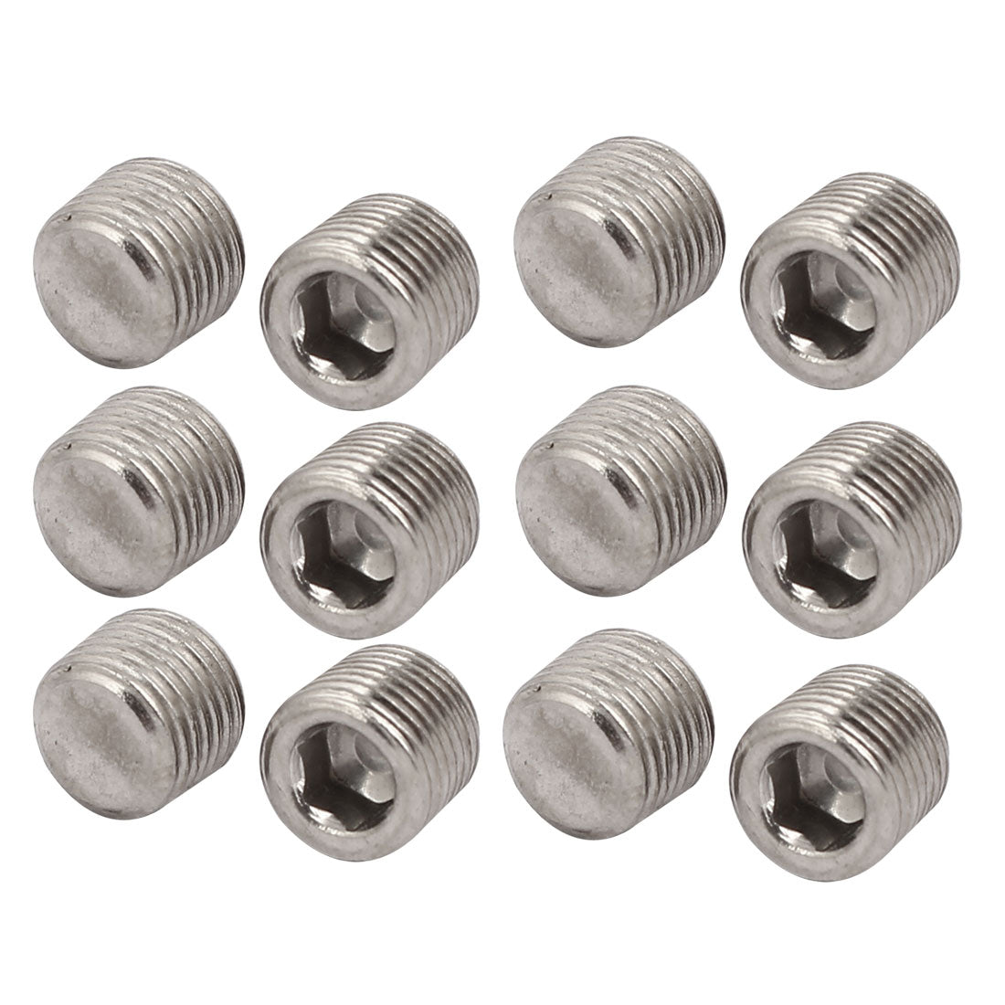 uxcell Uxcell 1/8NPT Male Thread 8mm Height Metal Socket Hex Grub Screw 12pcs