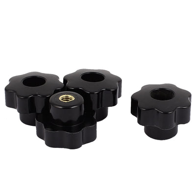 uxcell Uxcell M6x30mm Plastic Star Head Screw On Type Clamping Knob Grip Black 4pcs