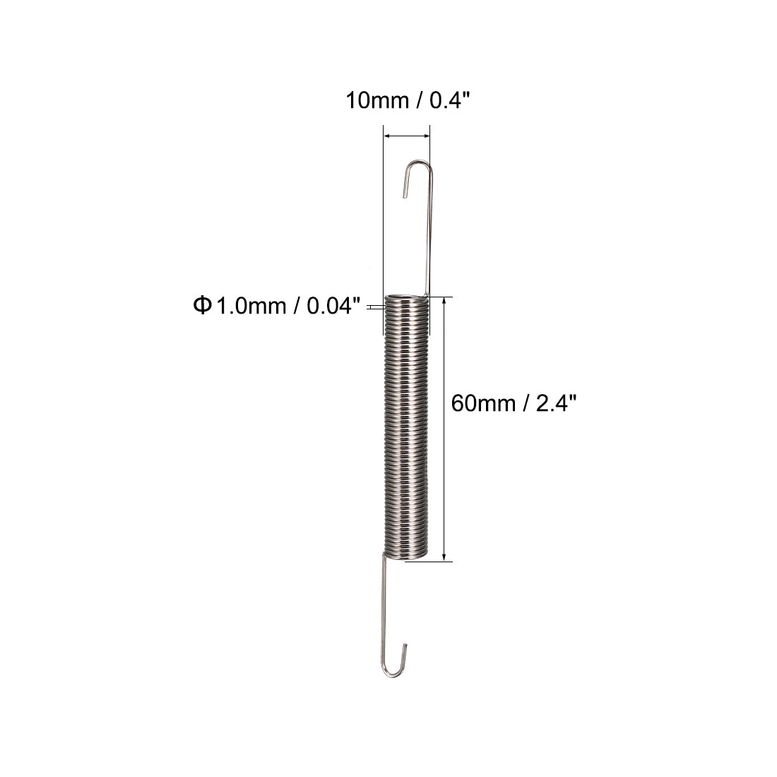 uxcell Uxcell 1mm Wire Diax10mm ODx120mm Length Spring Steel Tension Spring 3pcs