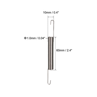 Harfington Uxcell 1mm Wire Diax10mm ODx120mm Length Spring Steel Tension Spring 3pcs