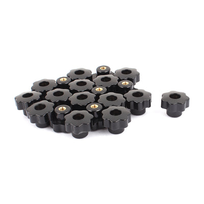 uxcell Uxcell M6 x 32mm Plastic Star Head Screw Through Hole Clamping Knob Grip Black 20pcs