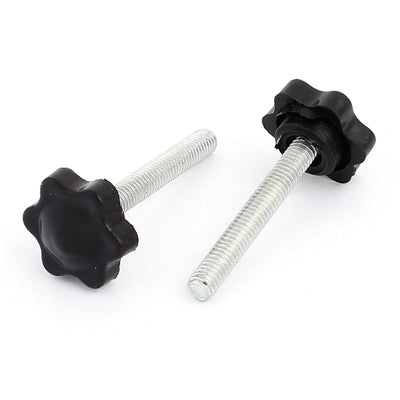 Harfington Uxcell M6 x 40mm Male Thread 25mm Hex Shaped Head ClampingScrew Knob Grip Black 5pcs