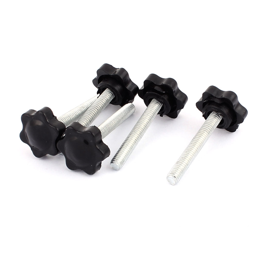 uxcell Uxcell M6 x 40mm Male Thread 25mm Hex Shaped Head ClampingScrew Knob Grip Black 5pcs