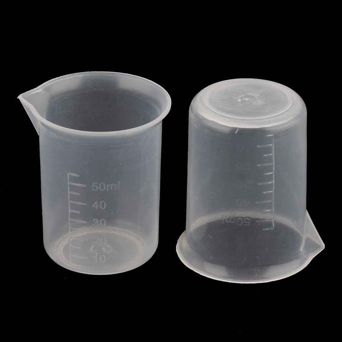 uxcell Uxcell Kitchen Lab Plastic Jug Pour Spout Container Measuring Cup 50ml Clear 2pcs