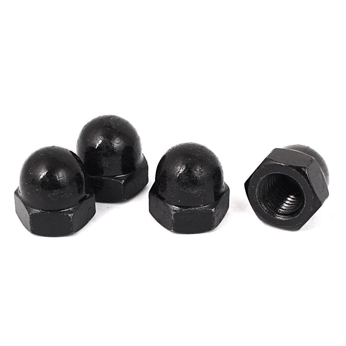 uxcell Uxcell M12 Thread Dia Dome Head Carbide Steel Cap Acorn Hex Nuts Black 4pcs