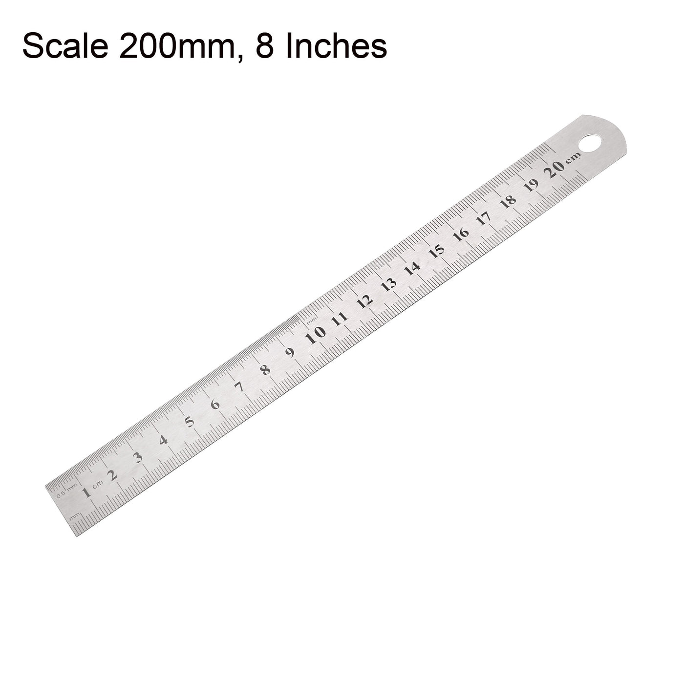 uxcell Uxcell Office   Metal Measuring Tool Straight Edge Ruler Silver Tone 20cm 8 Inch