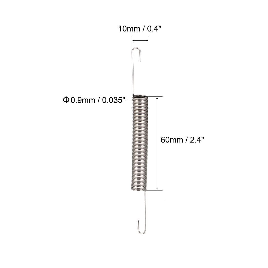 uxcell Uxcell 0.9mm Wire Diax10mm ODx120mm Length Spring Steel Tension Spring 2pcs