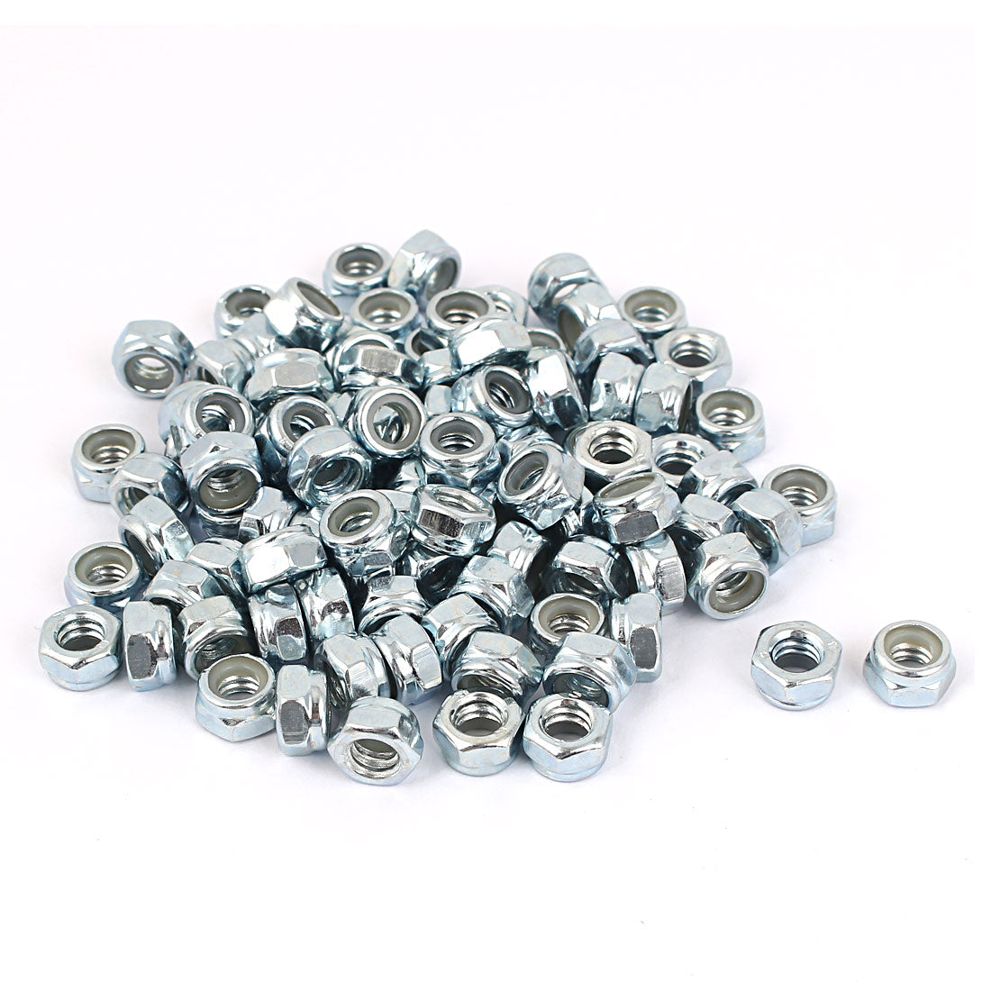 uxcell Uxcell 1/4 inch-20 Zinc Plated Hex Lock Nuts Silver Tone 100pcs