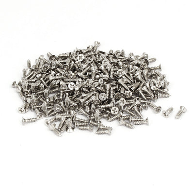 uxcell Uxcell M3 x 10mm Phillips Flat Head Self Tapping Screws Silver Tone 500pcs