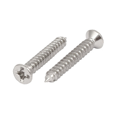 Harfington Uxcell M3 x 20mm Phillips Flat Head Self Tapping Screws Silver Tone 190pcs