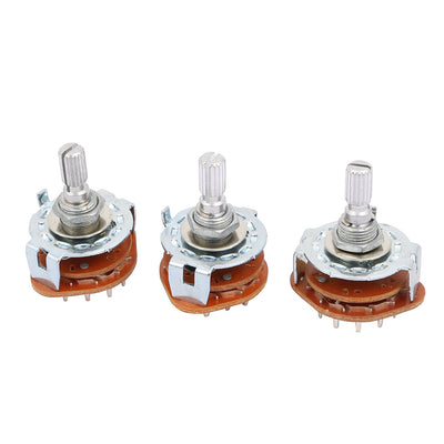 Harfington Uxcell 3 Pcs 6mm Dia Shaft 2P6T 2 Pole 6 Position Band Channel Selector Rotary Switch