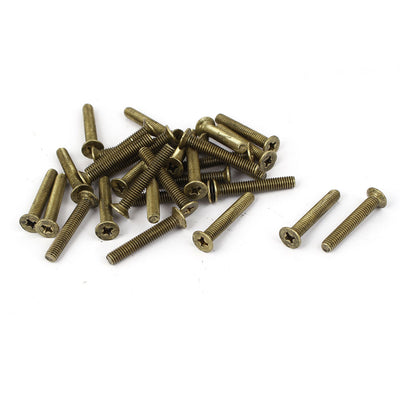 uxcell Uxcell M4 x 0.7mm Pitch Brass Phillips Drive Flat Head Countersunk Screws 30 Pcs