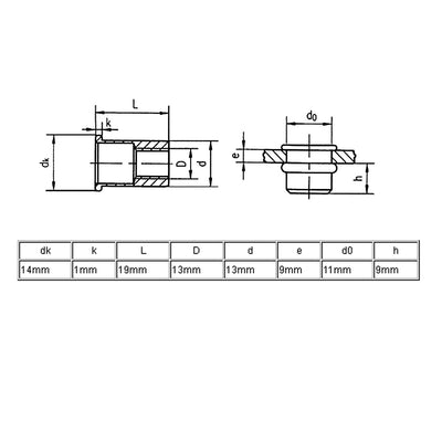 Harfington Uxcell M10 Stainless Steel Flat Head Rivet Nut Insert  30pcs