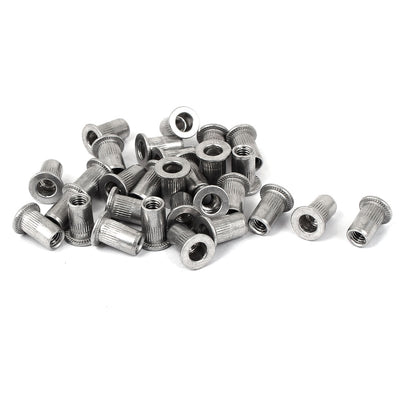 uxcell Uxcell M4  Aluminum Flat Head Rivet Nut Insert Dadi Silver Tone 30pcs