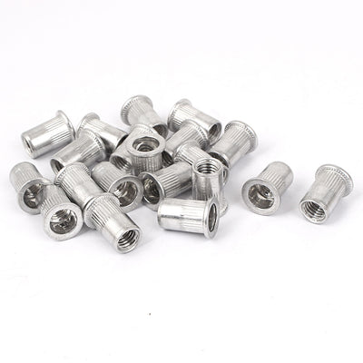 uxcell Uxcell M8 Aluminum Flat Head Rivet Nut Insert  Silver Tone 20pcs