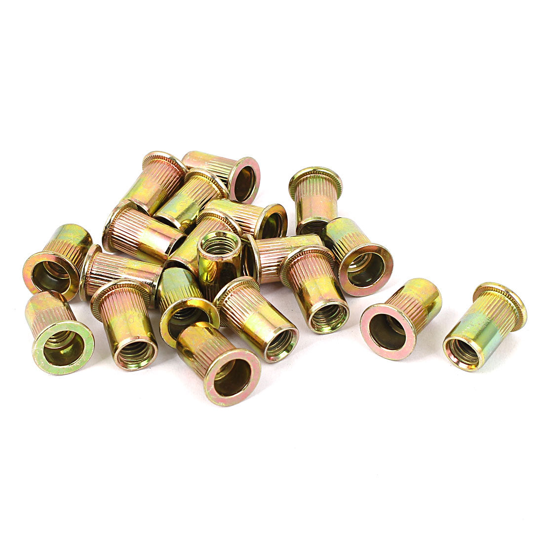 uxcell Uxcell 5/16"-18  Flat Head Rivet Nut Insert  Gold Tone 20pcs