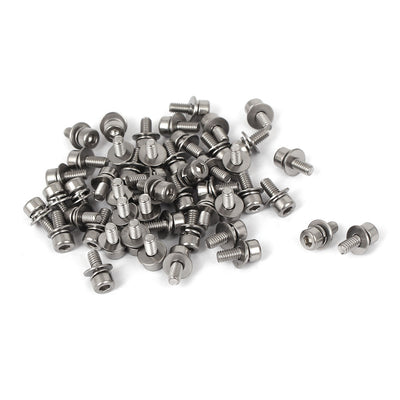 uxcell Uxcell M2.5 x 6mm 0.45mm Thread Pitch Hex Socket Head Cap Screw w Washer 50pcs