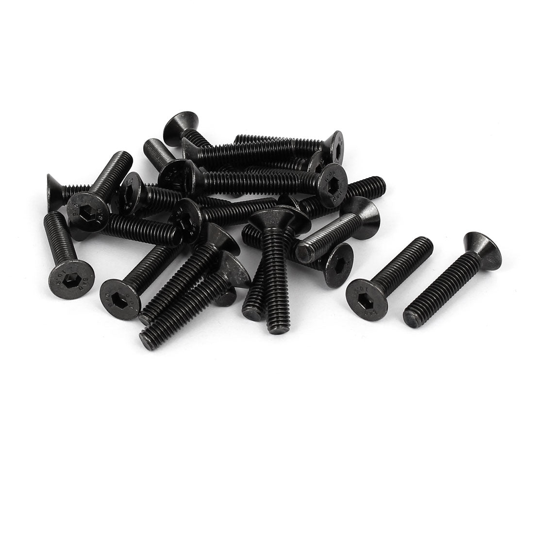 uxcell Uxcell M6x30mm Black Nickle Plated Grade 10.9 Flat Head Hex Socket Cap Screw Bolt 25pcs