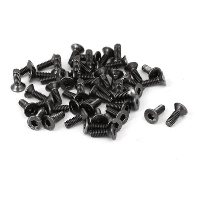 uxcell Uxcell M2x6mm Metal Nickle Plated Grade 10.9 Flat Head Hex Socket Cap Screw Bolt 50pcs