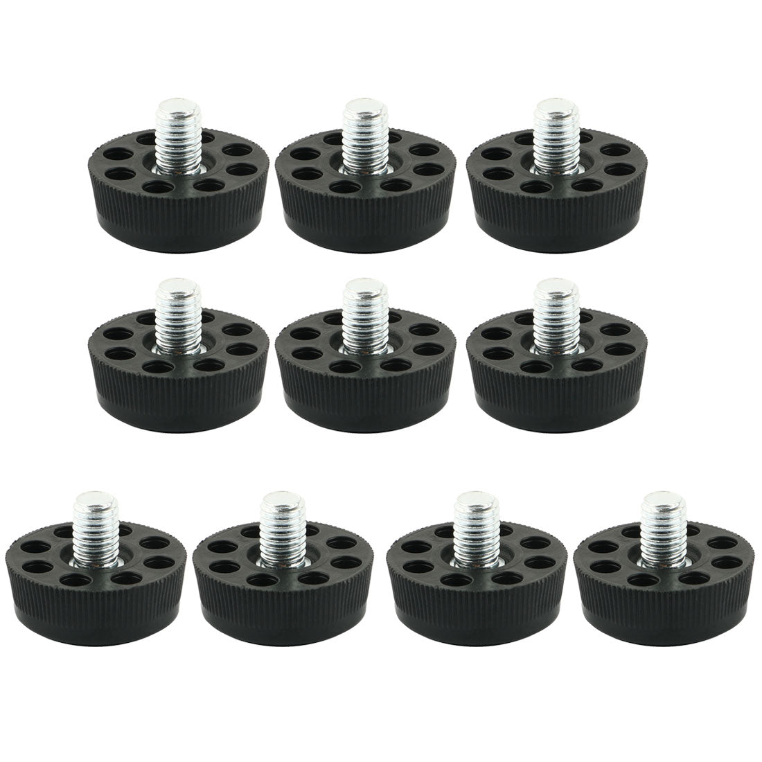 uxcell Uxcell Furniture Table Chair 8 Holes Base Adjustable Leveling Foot Black M8 x 10mm Male Thread 10pcs