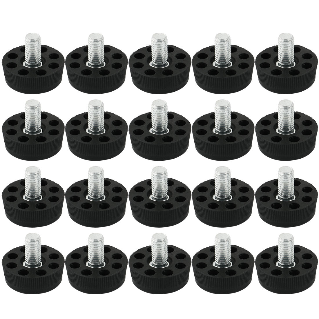 uxcell Uxcell Furniture Table Chair 8 Holes Base Adjustable Leveling Foot Black M8 x 10mm Male Thread 20pcs