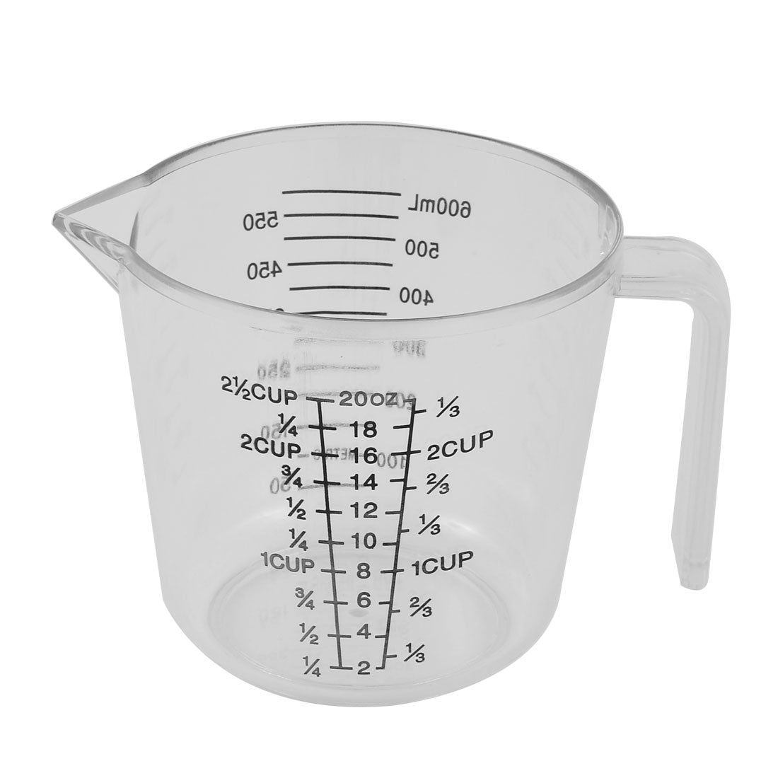 uxcell Uxcell Kitchen Lab Plastic Graduated Scale Liquid Dry Stuff Beaker Measuring Cup Tool Clear 600ml