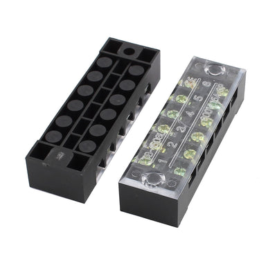 Harfington Uxcell 5Pcs 600V 15A 6 Positions 6P Dual Rows Covered Barrier Screw Terminal Blocks