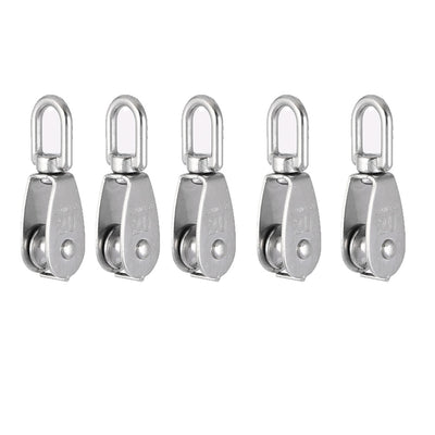 Uxcell M15 Lifting Crane Swivel Hook Single Pulley Block Hanging Wire Towing Wheel 2pcs
