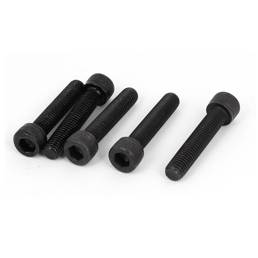 uxcell Uxcell 60mm Length M10 x 50mm Fully Thread Hex Socket Head Cap Screws Bolts Black 5 Pcs