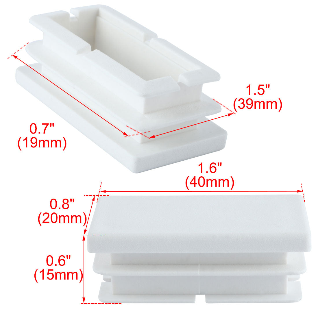 uxcell Uxcell Desk Chair Legs Plastic Rectangle Tube Inserts End Blanking Caps White 16pcs