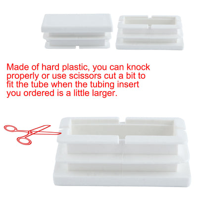 Harfington Uxcell Desk Chair Legs Plastic Rectangle Tube Inserts End Blanking Caps White 16pcs