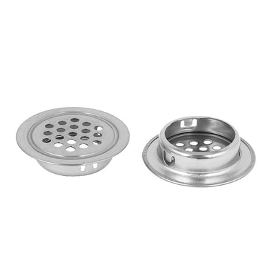 Harfington Uxcell Kitchen 25mm Bottom Dia Flat Mesh Hole Metal Air Vent Louver Silver Tone 4pcs