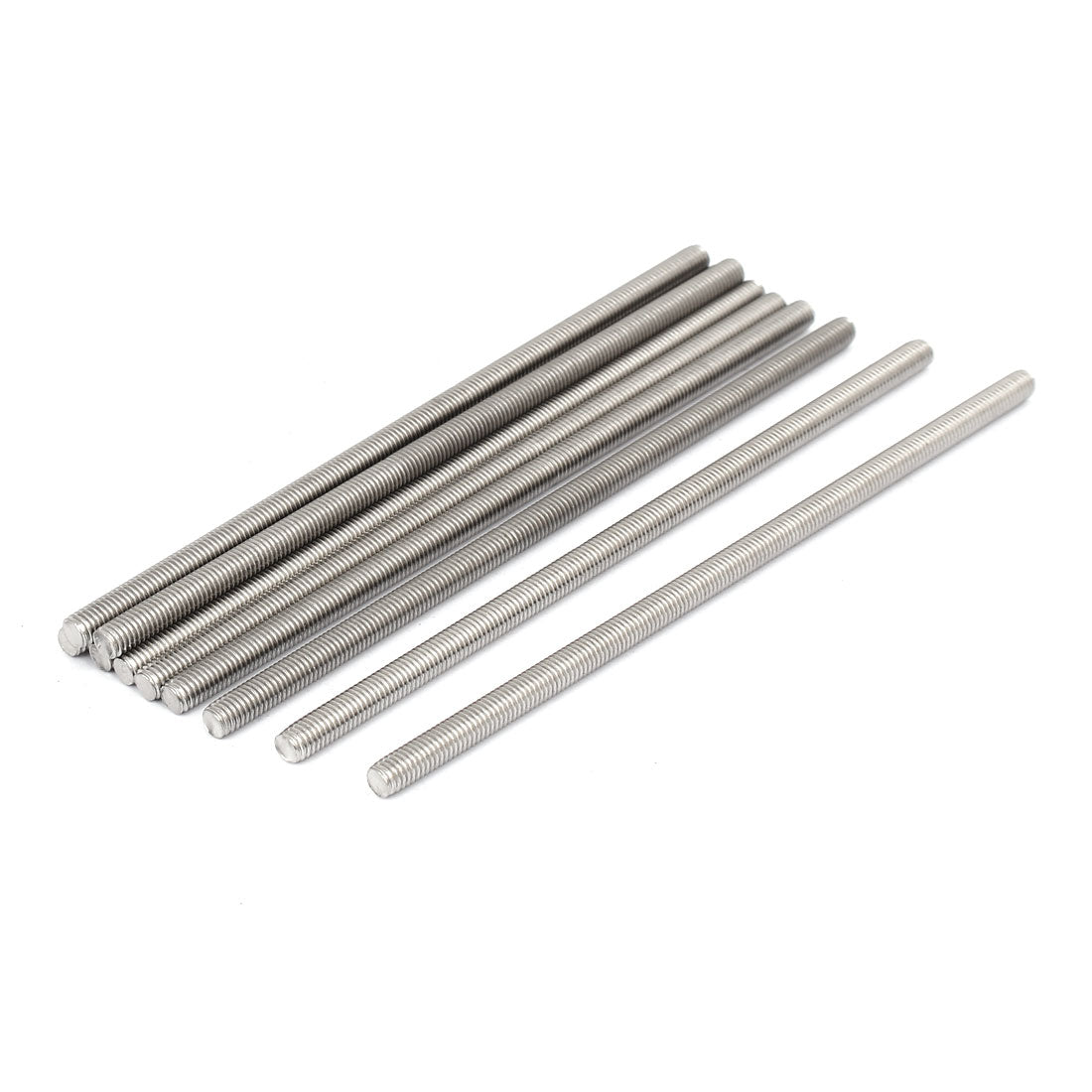 uxcell Uxcell M5 x 130mm 304 Stainless Steel Fully Threaded Rod Bar Studs Silver Tone 10 Pcs