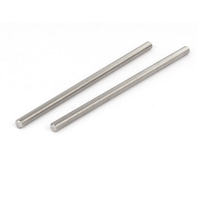 Harfington Uxcell M6 x 130mm 304 Stainless Steel Fully Threaded Rod Bar Studs Silver Tone 5 Pcs