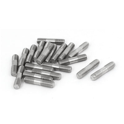 uxcell Uxcell M6x25mm 304 Stainless Steel Double End Threaded Stud Screw Bolt 20pcs