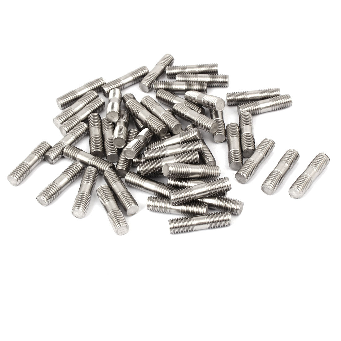 uxcell Uxcell 50 Stück Doppelend Gewinde Stud Zähne Stange M8x30mm 304 Edelstahl Silber Ton