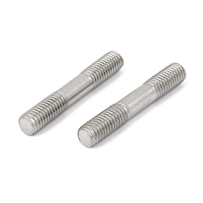 Harfington Uxcell M8x50mm Tight Adjustable Push Rod Double End Thread Stud Silver Tone 20pcs