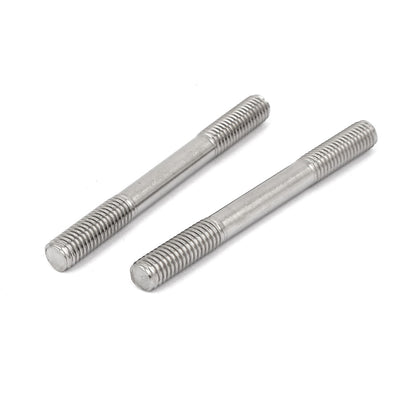 Harfington Uxcell M8 x 80mm Tight Adjustable Push Rod Double End Thread Stud Silver Tone 10pcs