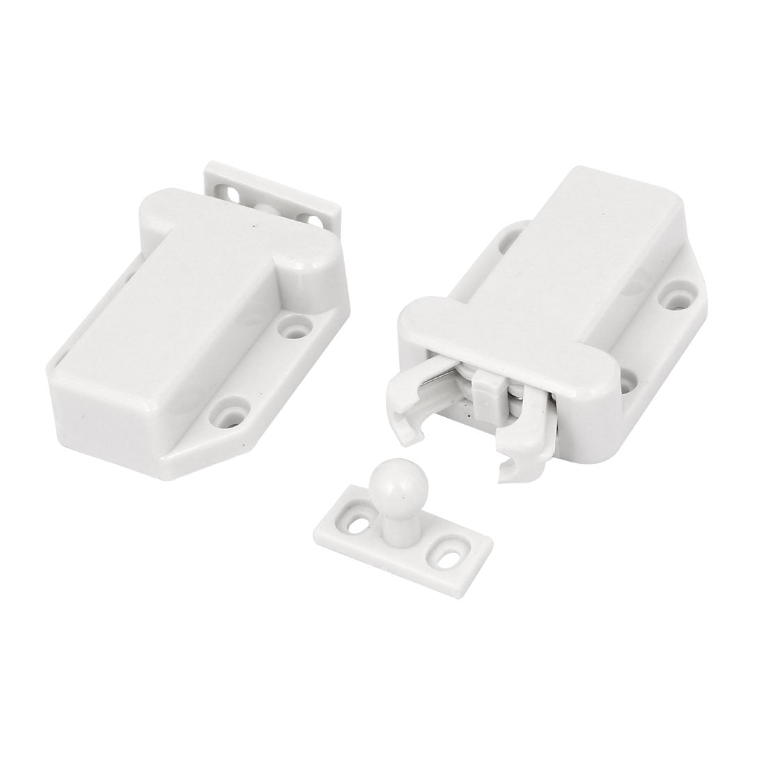 uxcell Uxcell Drawer Cabinet Door Screws Mounted Push to Open Catch Touch Latch White 2pcs