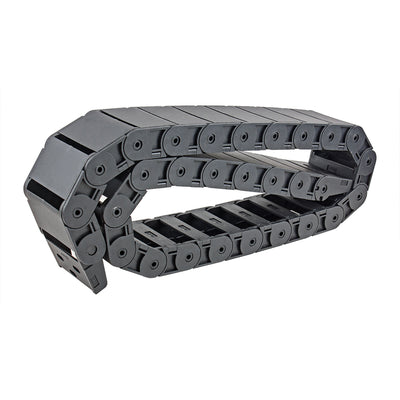 Harfington Uxcell R38 18mm x 50mm Black Plastic Semi Closed Cable Wire Carrier Drag Chain 1M Length