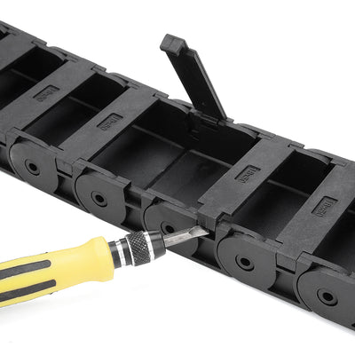 Harfington Uxcell R38 18mm x 50mm Black Plastic Semi Closed Cable Wire Carrier Drag Chain 1M Length