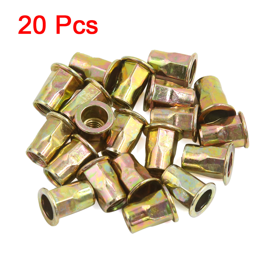 uxcell Uxcell 20 Pcs M8 Car Bronze Tone Carbon Steel Thread Half Hexagonal Rivet Nut Nutserts