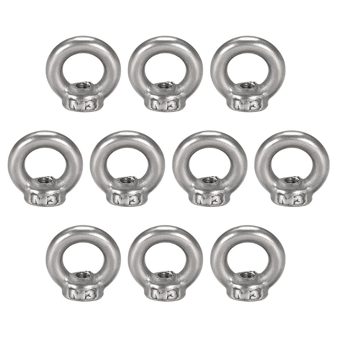 uxcell Uxcell M3 Thread Dia 304 Stainless Steel Ring Shape Eyed Bolt Lifting Eye Nut 10PCS