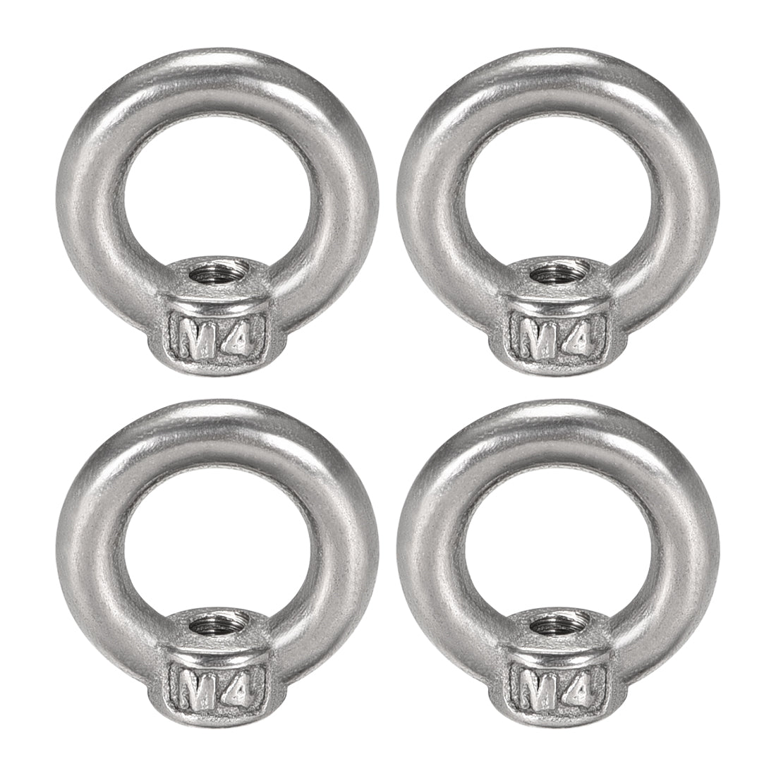 uxcell Uxcell M4 Thread Dia 304 Stainless Steel Ring Shape Eyed Bolt Lifting Eye Nut 4PCS