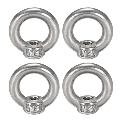 Harfington Uxcell M4 Thread Dia 304 Stainless Steel Ring Shape Eyed Bolt Lifting Eye Nut 4PCS