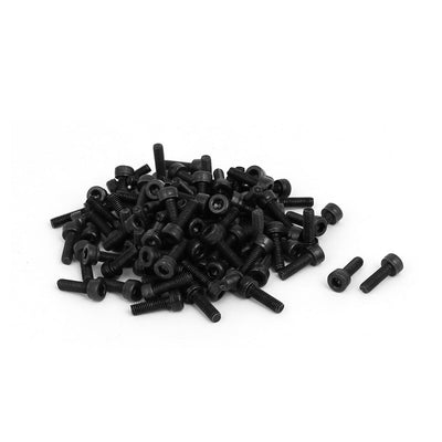 uxcell Uxcell M3x10mm Fully Thread Hex Socket Head Knurled Cap Screw Bolt Black 100pcs