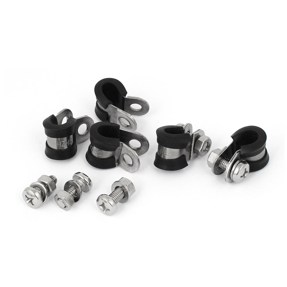 uxcell Uxcell 5pcs 8mm P Clips EPDM Rubber Lined Mounting Bracket for Pipe Tube Cable